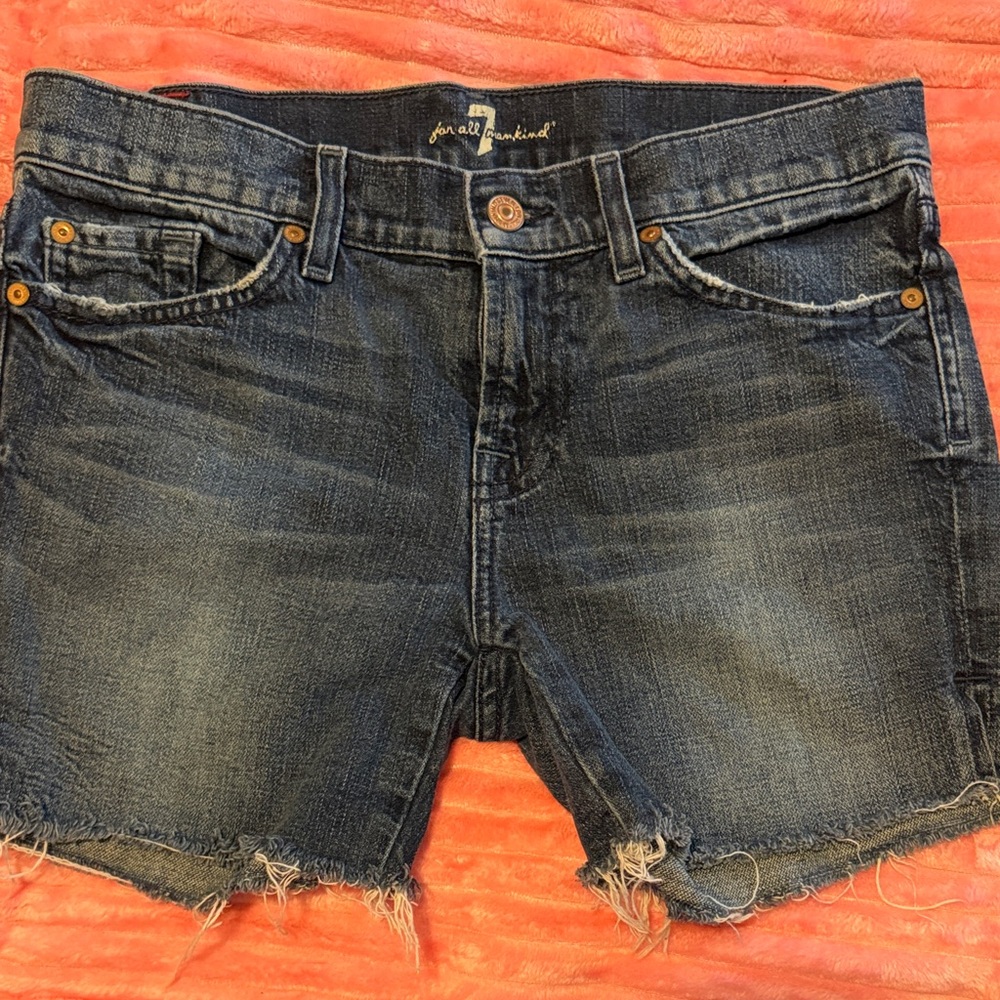 7 For All Mankind Dark Blue Jean Shorts